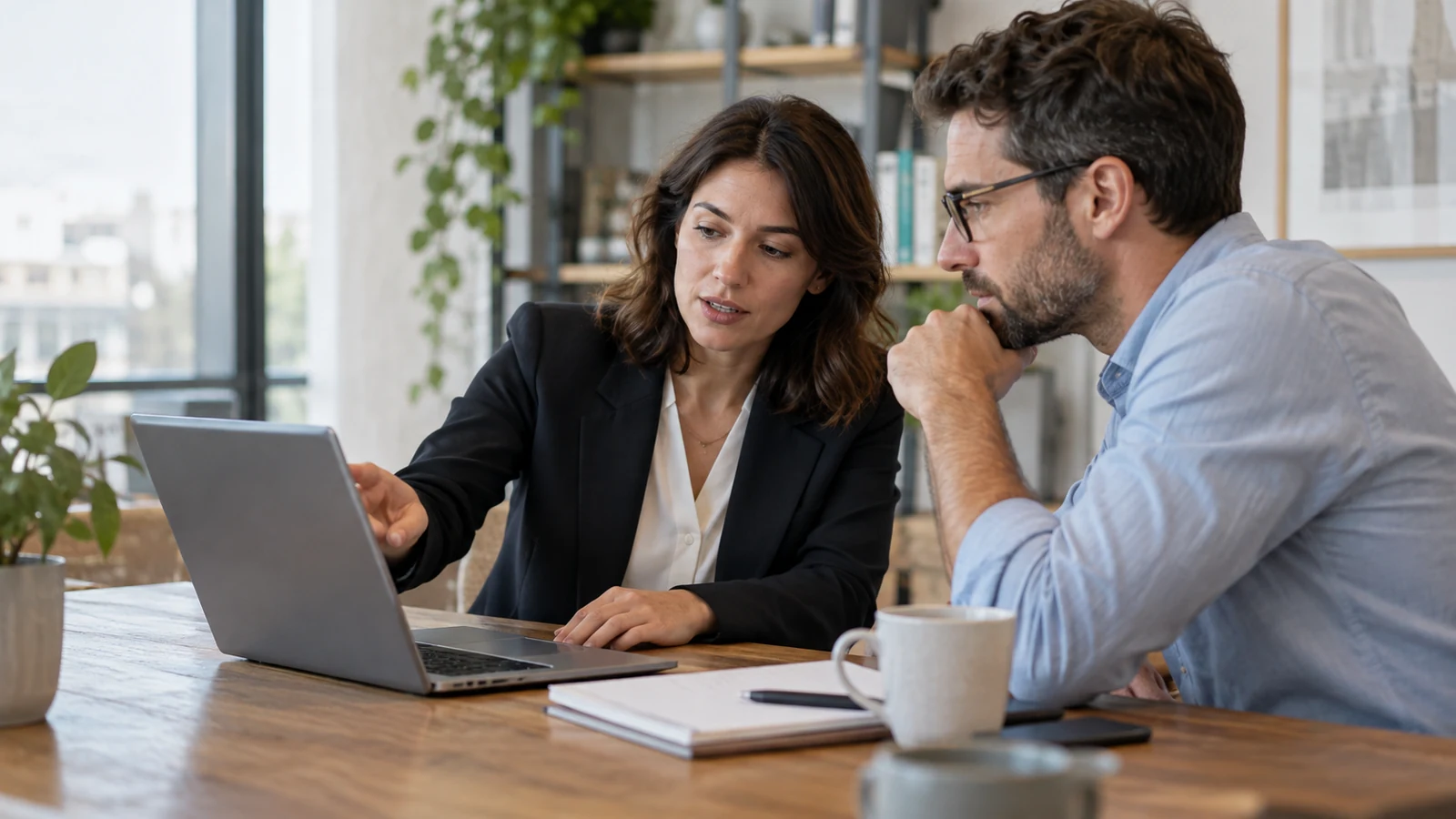 Illustration : Consultant présentant un portail à son client
