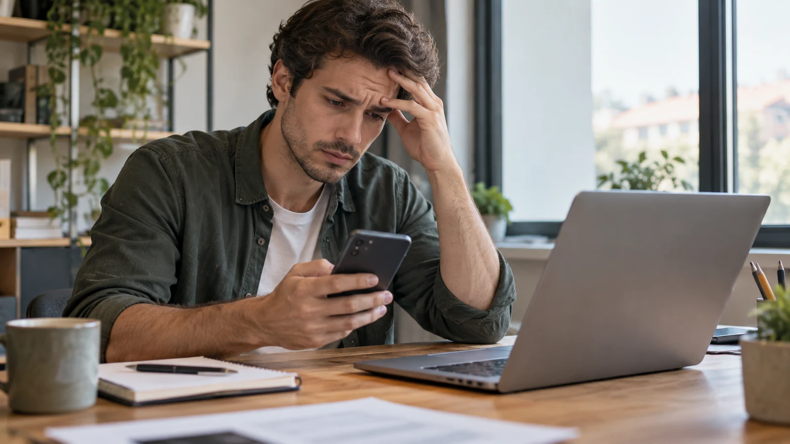 Illustration : Utilisateur observant une notification sur son téléphone