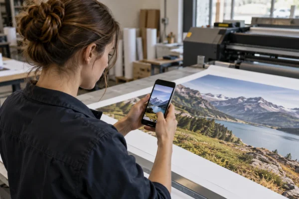 Illustration : Vérification d’une affiche à l’aide d’un smartphone
