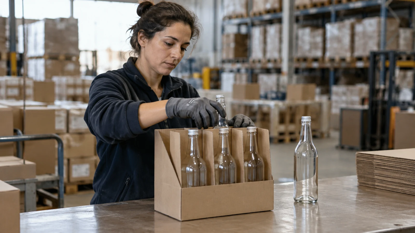 Illustration : Préparation d’un lot de bouteilles en entrepôt